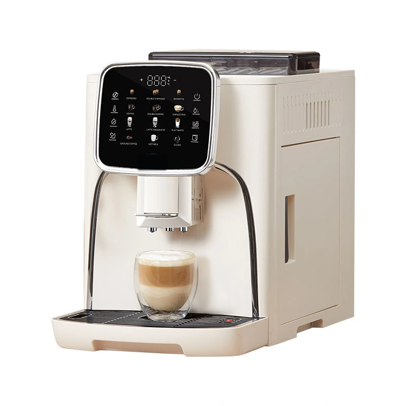 Actual coffee machine on a neutral white studio background