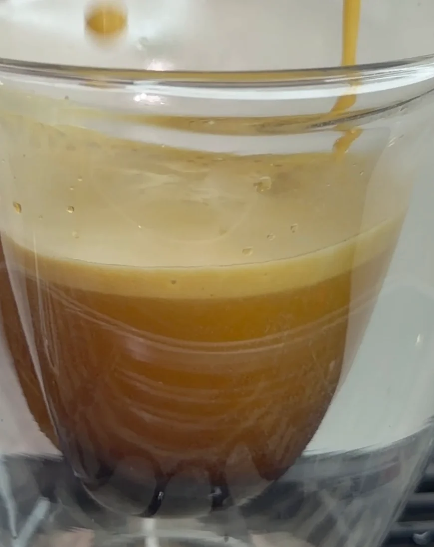 Actual espresso from machine demonstration