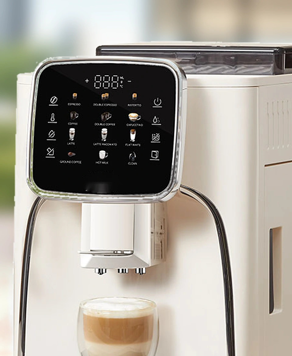Schermo touch originale La Coffenca in ambientazione di ufficio, senza mani